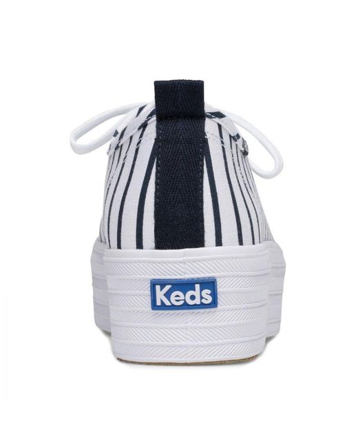 Keds White Triple Up Breton Stripe Canvas & Shoes