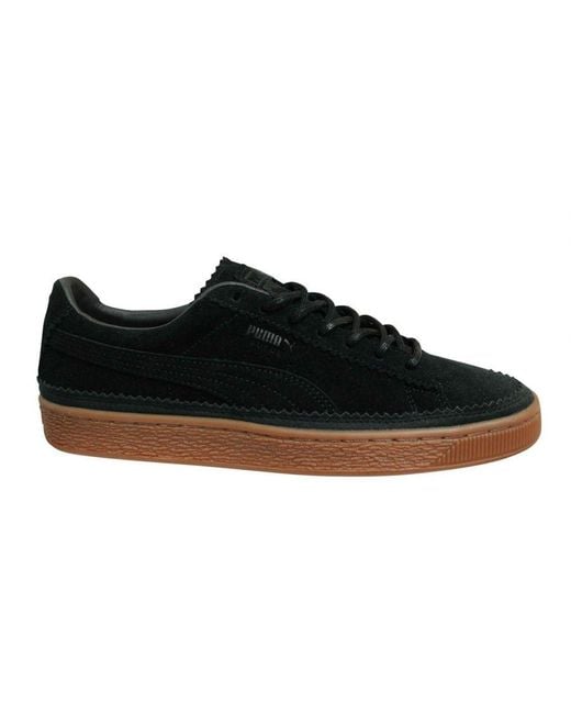 PUMA Black Suede Classic Brogue Lace Up Leather Trainers 366631 01 for men