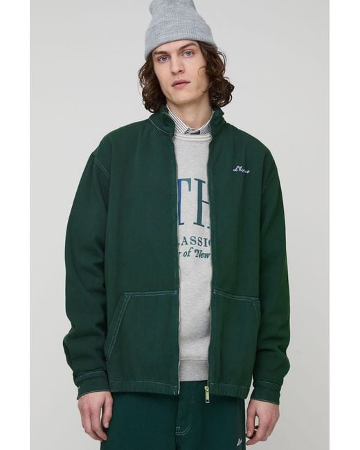 BoohooMAN Green Tall L'homme Contrast Stitch Relaxed Fit Twill Track Jacket for men