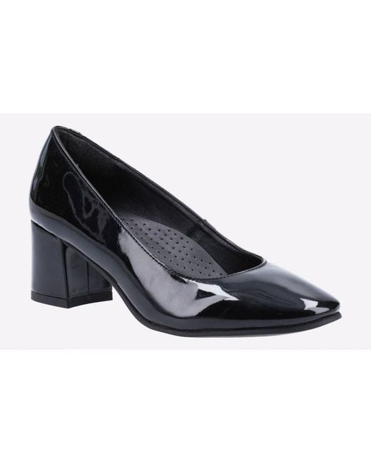 Hush Puppies Black Memory Foam Anna Patent Court Shoes
