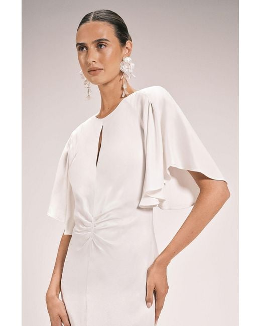 Karen Millen Natural Viscose Satin Crepe Woven Maxi Dress