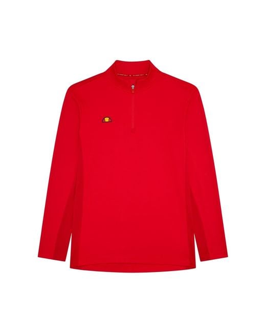 Ellesse Red Zip Neck Long Sleeve Midlayer Sweatshirt for men