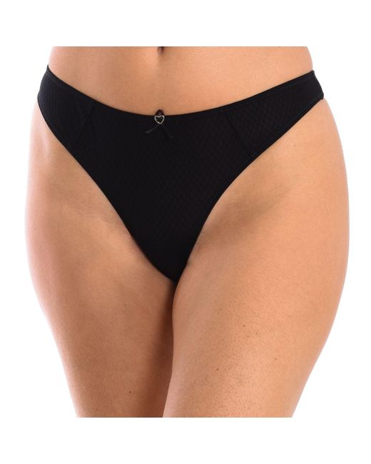 Selene Black Thong With Elastic Fabric For Sonia Model. Elegant, Comfortable And A Perfect Fit