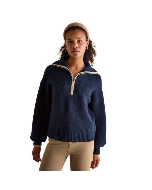 Joules Blue Elmore Knitted Quarter Zip Jumper