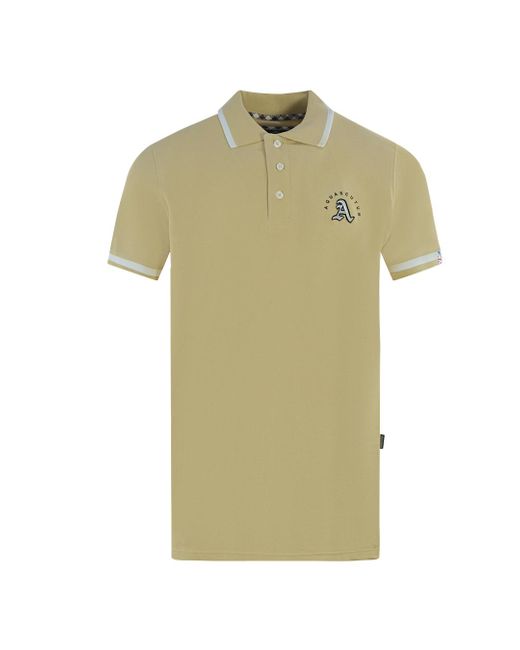 Aquascutum Green Embossed A Tipped Polo Shirt for men
