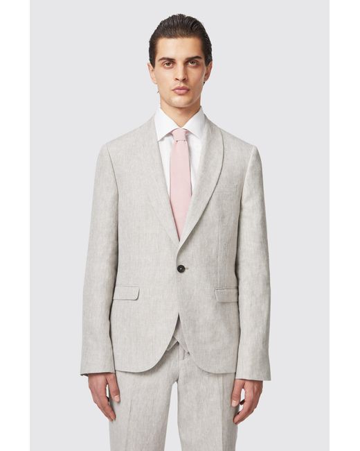 Twisted Tailor Gray Claremont Slim Fit Linen Jacket for men