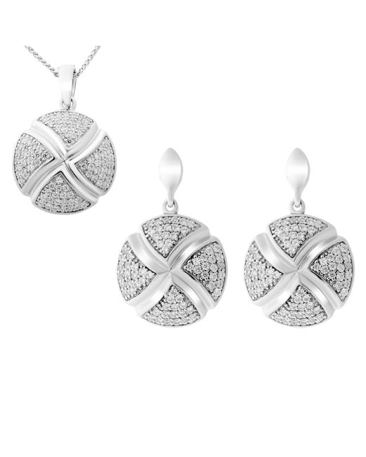 Orphelia Metallic 925 Sterling Set: Chain-Pendant + Earrings