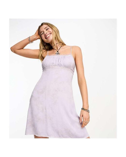 Collusion Purple Tie Dye Satin Mini Summer Dress With Lace Trim