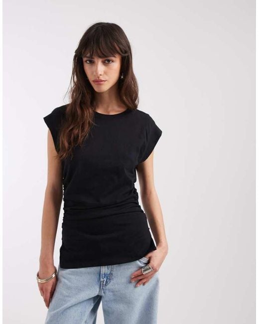ASOS Black Corset Waist Sharp Shoulder Tank Top
