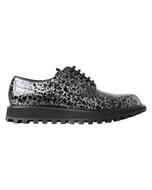 Dolce & Gabbana Black Derby Patent Leather Shoes for men