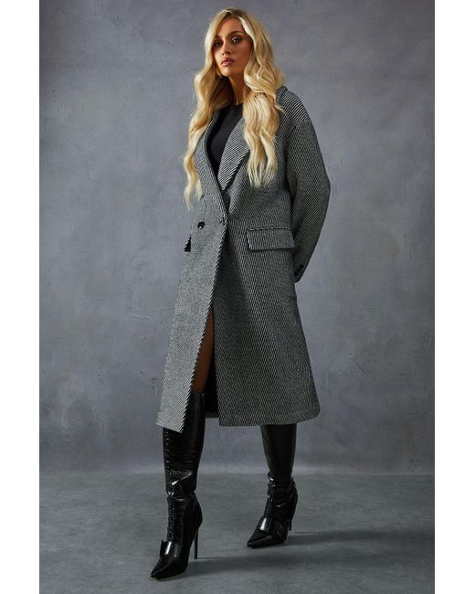 MissPap Gray Wool Look Textured Coat