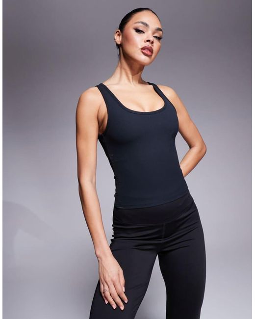 4505 Blue Soft Touch Rib Vest With Inner Bra
