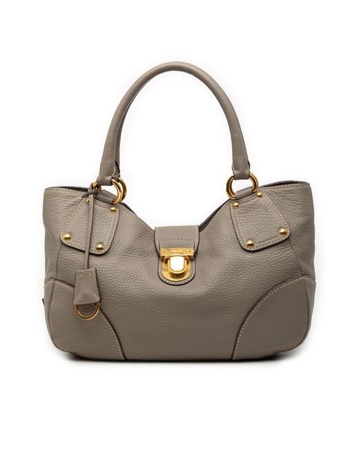 Prada Gray Pre-Owned Vitello Daino Shoulder Bag