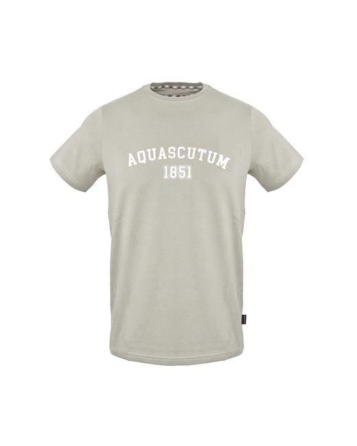 Aquascutum Gray Arch Lettering Crew Neck Short Sleeve T-Shirt for men