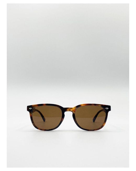 SVNX White Classic Preppy Square Sunglasses With Key Hole Nosebridge for men