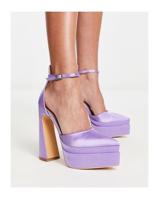 Truffle Collection Purple Pointed Platform High Heeled Shoes