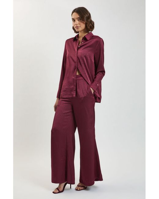 Karen Millen Petite Hammered Satin Relaxed Woven Shirt
