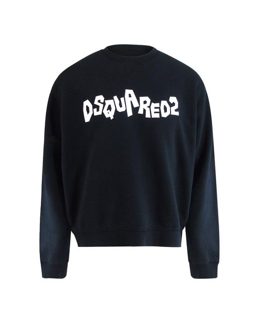 DSquared² Blue Contrast Brand Logo Jumper Cotton