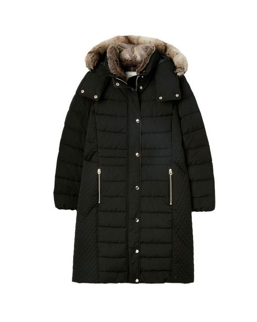 Joules Black Charlington Padded Longline Parka Jacket Coat