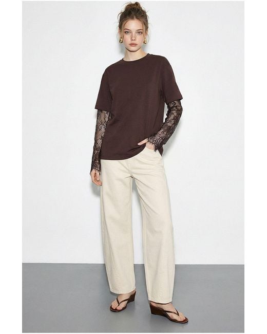 Bianco Lucci Brown Cotton- T-Shirt
