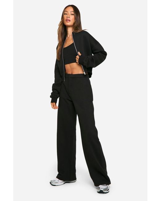 Boohoo Black Tall 3 Piece Bomber Tracksuit