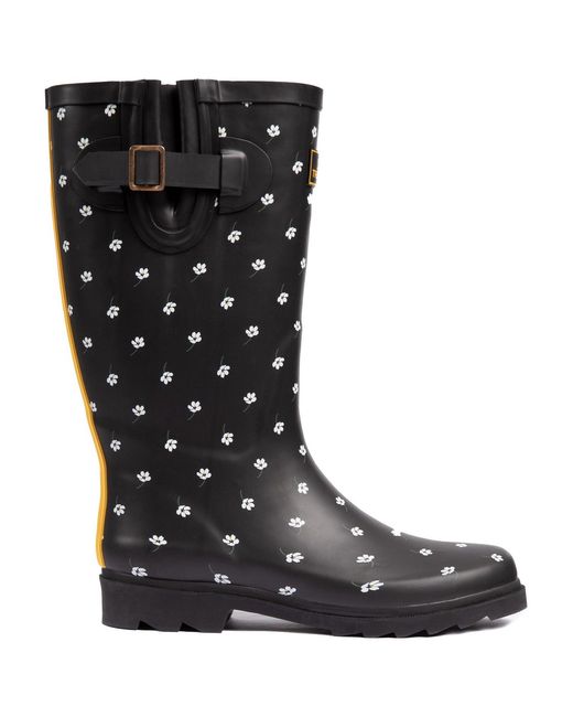 Trespass Black Ladies Samira Floral Wellington Boots (Camelia)