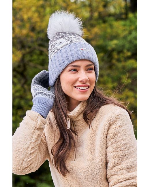Mountain Warehouse Green Thinsulate Fairisle Beanie Double Lined Cosy Winter Warm Hat
