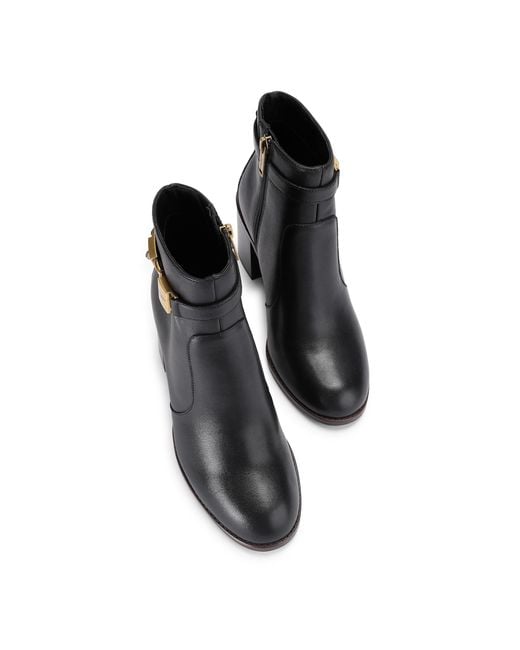 Kurt Geiger Black Leather Kingsley Block Ankle Boots