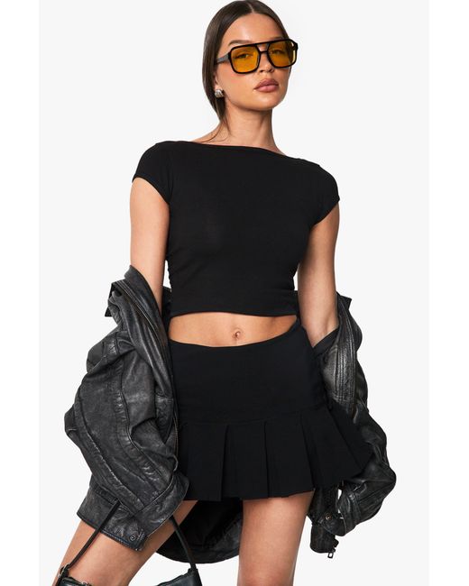 Boohoo Black Pleated Tennis Skort