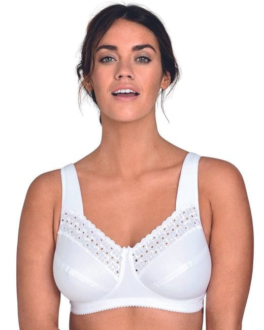 Miss Mary Of Sweden White 2371 Broderie Anglaise Full Cup Wireless Bra