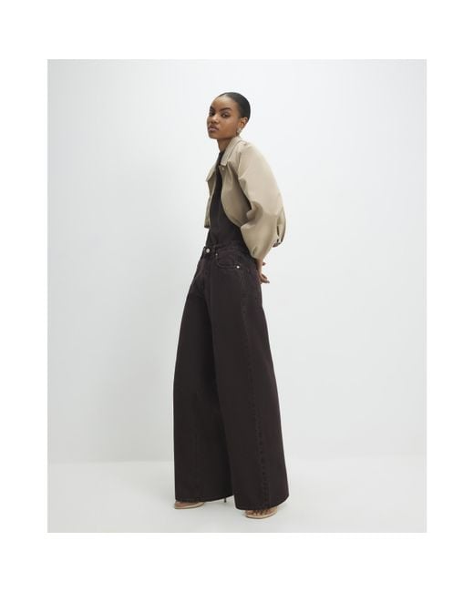 River Island White Wide Leg Jeans High Waisted Baggy Cotton