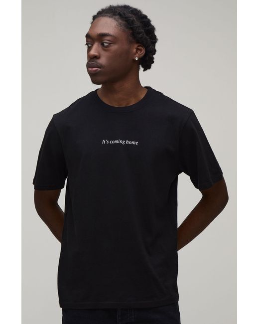 BoohooMAN Black Regular It's Coming Home Print T-Shirt for men