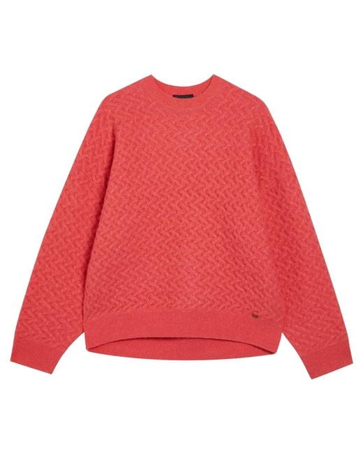 Ted Baker Red Wmk Morlea Horizontal Cable Relaxed Fit