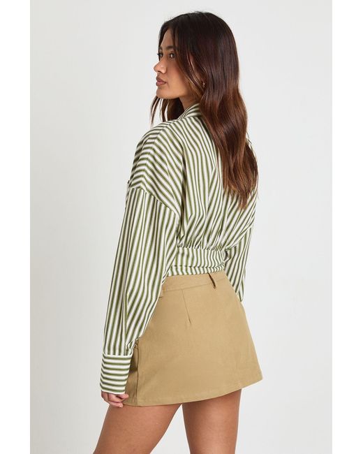 Boohoo Green Twill Mini Skort