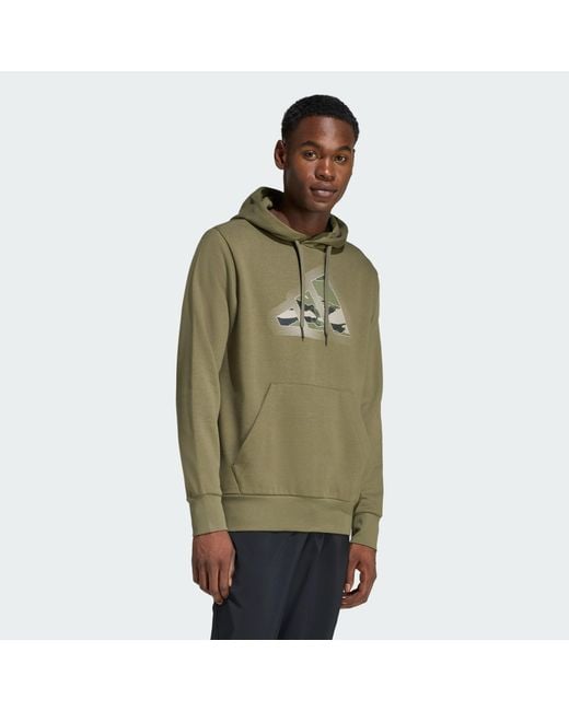 Adidas Green Camo Modern Logo Graphic Hoodie for men