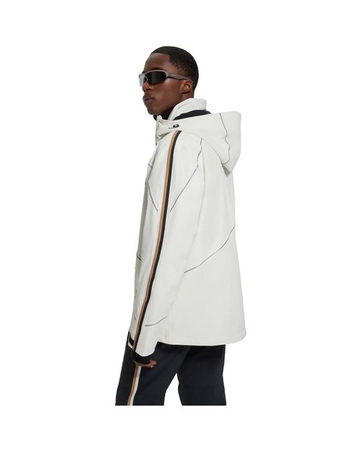Boss Gray Solid Patterned Ski Jacket for men