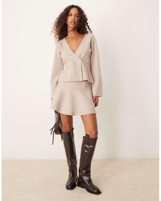 Vila Natural Structured Knit Mini Skirt Co-Ord