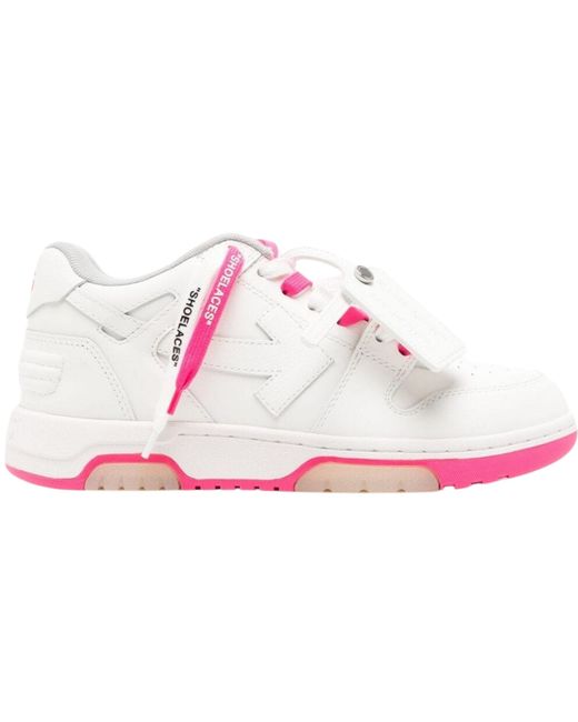 Off-White c/o Virgil Abloh Out Of Office Fuschia Kalbsleder-Sneakers in Pink für Herren