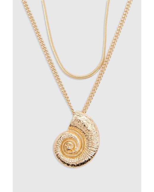 Boohoo Natural Seashell Pendant Necklaces 2 Pack