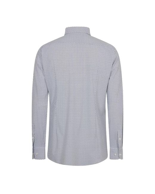 Boss Blue Hank S Oxford Kent Collar Long-Sleeved Shirt (Dark) for men