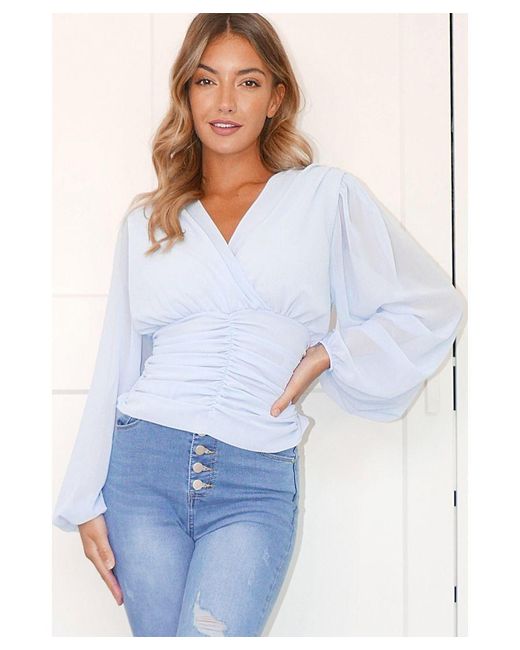Pale blue chiffon top hotsell