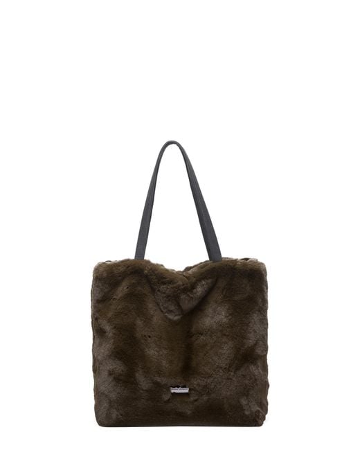 Claudia Canova Brown Faux Fur Shoulder Tote Bag