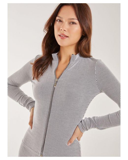 Pink Vanilla Green Two Tone Rib Double Zip Top