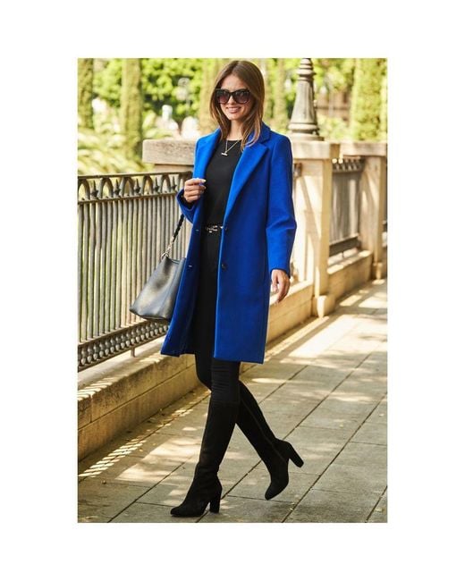 Sosandar Blue Cobalt Single Breasted Coat