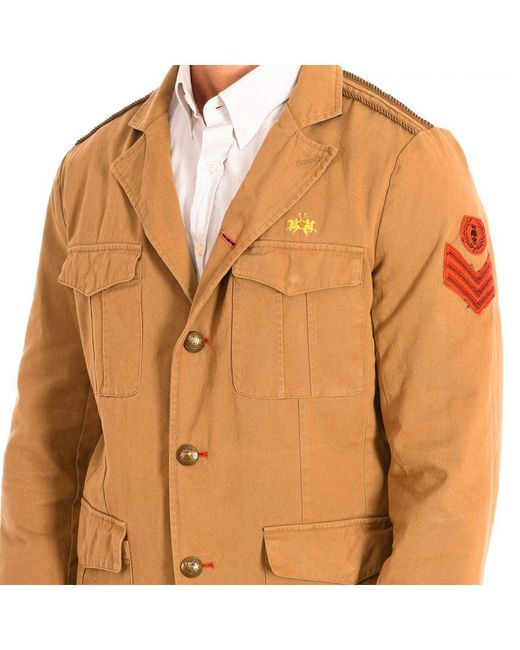 La Martina Orange Regular Fit Jacket With Lapel Collar Tmje30-Tw412 for men