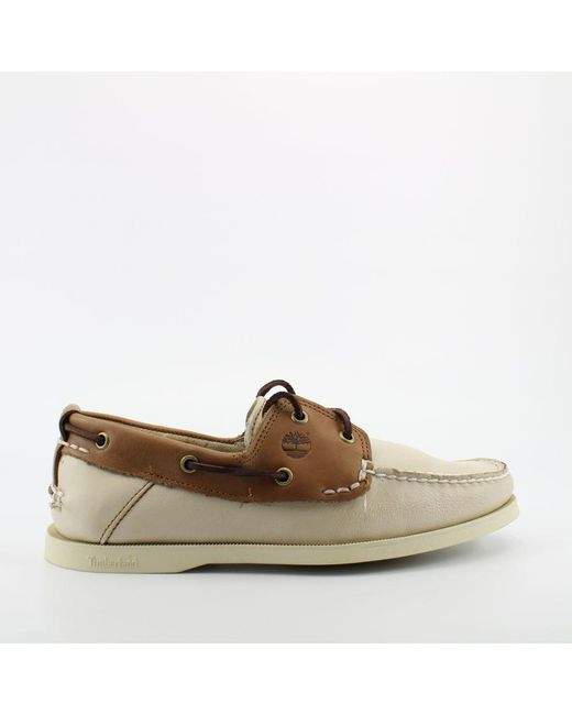 Timberland Classic Boat Shoes Off White Leather Lace Up A13i1 Leather for men