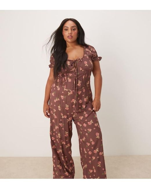 ASOS Red Design Spun Lace Trim Corset Waist Jumpsuit