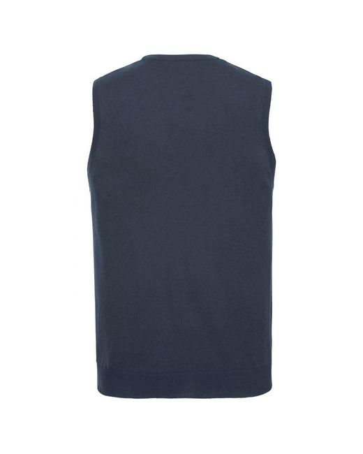 Russell Blue Collection Cotton Acrylic V Neck Sleeveless Sweatshirt (French) for men