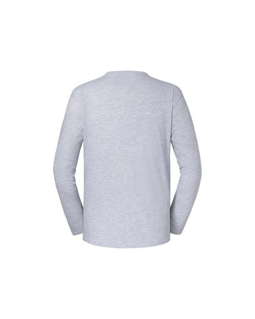 Fruit Of The Loom Blue Iconic 195 Premium Long-Sleeved T-Shirt (Heather) for men