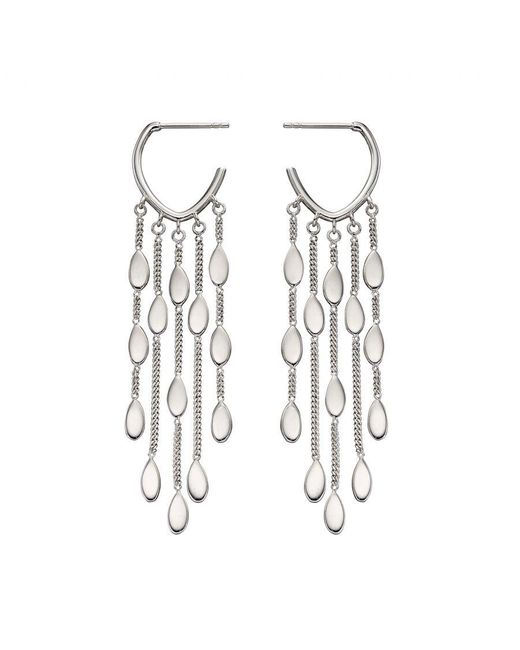 Fiorelli White 925 Sterling Silver Waterfall Open Hoop Earrings
